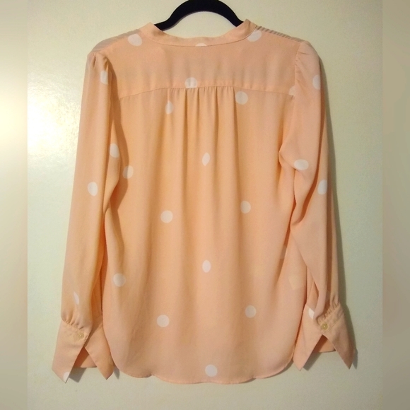 LOFT Peach white large dots blouse Size XS - Picture 2 of 5